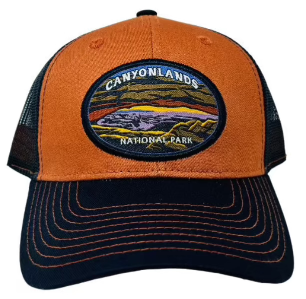 Mesh Back National Park Patch Hat in Orange/Blue